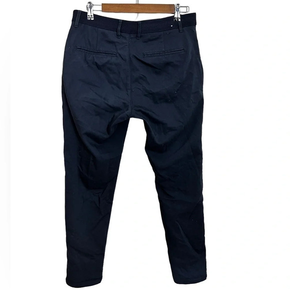 Zara • Navy Chino Textured Waistband Pants - Picture 2 of 7